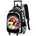 Fitvc Boys Rolling Backpack for Kids - Sport Kids Rolling Backpack with Wheels for Elementary Middle School Students - Roller School Bookbag Aged 6-18, Wheeled Travel Bag Large Capacity