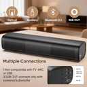 Saiyin Sound Bar for Smart TV, 11.7-inch Soundbar with Bluetooth 5.3/Optical/Auxiliary Inputs, Small Size & Big Power, 48W Peak Power Compact Sound Bar for TV, PC, Gaming, and Projectors