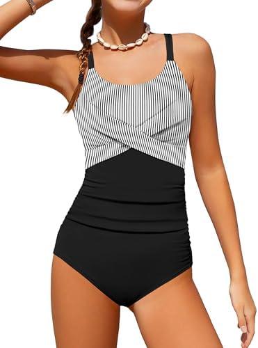 WIQI Girls Swimsuit Criss Cross Ruched One Piece Bathing Suit for Girls Adjustable Tie Back Swimwear 9-10Y