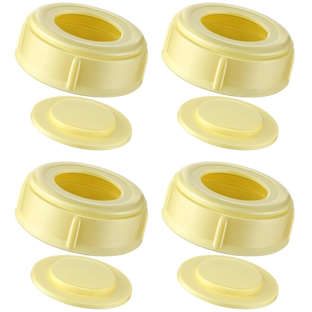 Dreyoo 4 Pack Nipple Rings Compatible with Medela Baby 5oz & 8oz Plastic & Glass Bottles, Collar Rings Compatible with Medela Breast Milk Collection and Storage Bottles, No Leak or Spill