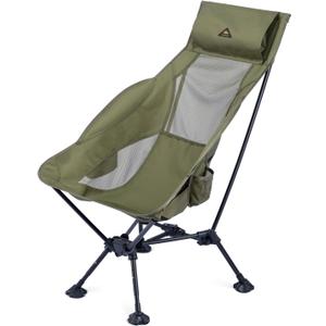 iClimb Ultralight Compact Camping Folding Beach Chair with Anti-Sinking Large Feet (Green - Triangular Frame High Back - 2PC)
