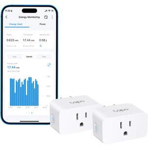 TP-Link  Smart Plug Wi-Fi Mini, Energy Monitoring, Compatible with Alexa & Google Home & Samsung SmartThings, Timer, 15A/1800W Max, ETL Certified, 2.4G Wi-Fi Only, Tapo P115(2-Pack)