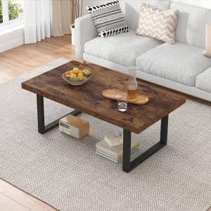 IBF Rustic Brown Coffee Table, Industrial Wood Living Room Table 39 Inch
