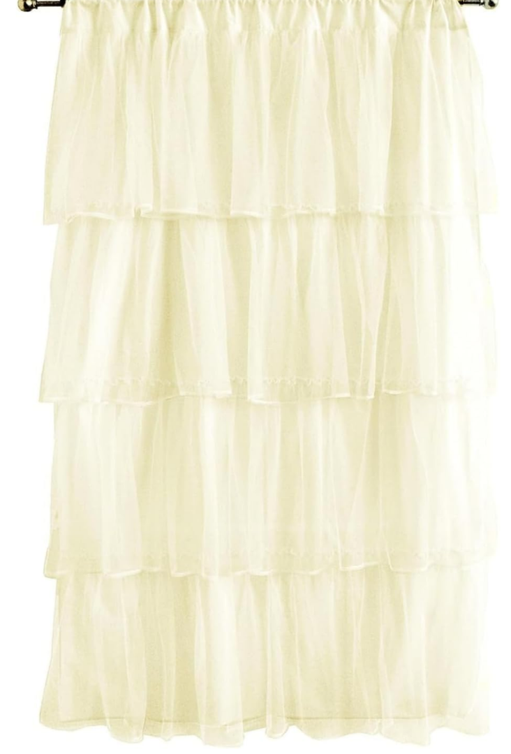 Tadpoles Multi-Layer Tulle Curtain Panel, Ivory, 63 Inch 2 Pack