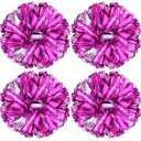 ERTOOE 4PCS Cheerleading Pom Poms with Baton Handle for Team Spirit Sports Dance Cheering for School Sports Games Dance Party