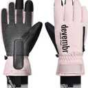 devembr Ski Gloves with Wrist Guards and Undercuff Design, Snowboarding Gloves Touchscreen (Small, Pink)