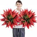 Velener Fall Fake Agave Artificial Plant, Red Fake Succulent Plant for Room Decor, Unpotted Faux Agave Stems Plant for Fall Outdoor/Indoor Decor, 28 inches, Set of 2