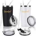 Lifecapido Grandparents Gifts, Grandma and Grandpa Travel Tumbler Set, Christmas Birthday Gifts for Grandparents Grandma Grandpa from Grandkids Grandchildren, 20oz Stainless Steel Insulated Tumbler (2 Black&White)