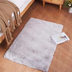 Ghouse Ultra Soft Faux Rabbit Fur Rug 2x3, Machine Washable Area Rugs for Bedroom Fluffy Rugs for Living Room, no-Shedding Carpet Sheepskin Rug Grey (2'11" x 1'11" (Rectangular))