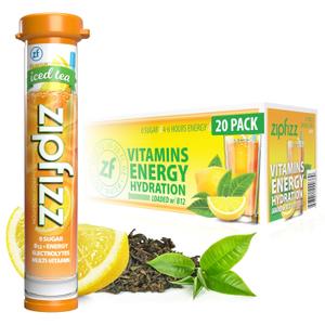 Zipfizz Daily Energy Drink Powder, Lemon Iced Tea, 20 Pack | 3-in-1 Sustained Energy, Rapid Hydration, and Essential Vitamins | Sugar-Free | Electrolyte Powder | Contains Vitamin B-12 & Antioxidants (EXP 08/31/26)