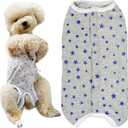 Dogs Recovery Suit Post Surgery Shirt for Puppy, Wound Protective Clothes for Little Animals(Grey Stars-m) (Gray, M)