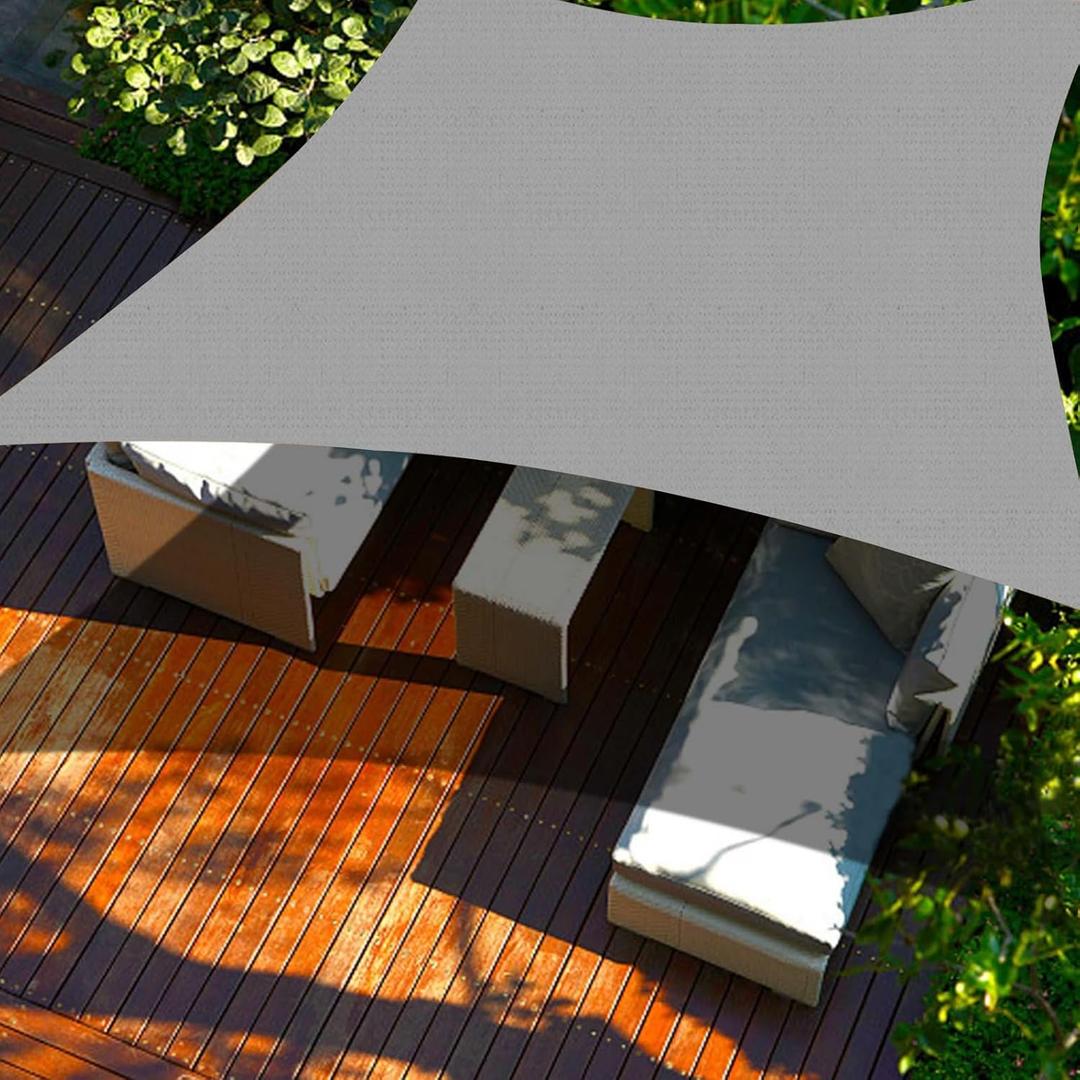 Cool Area Sun Shade Sail 8x8FT Rectangle Shade Canopy Outdoor Sunshade for Patio Backyard Garden, Light Grey