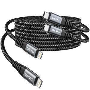 USB C to Lightning Cable 6FT 2Pack [Apple MFi Certified] iPhone Charger Fast Charging Cord Nylon Braided Cable for iPhone 14/13/12/11/Pro/MAX/X/8/7, iPad - Black