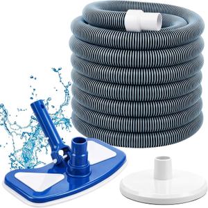 3 Pcs Pool Cleaning Kit 11.8" Vacuum Head with Flexible Wheels, 1-1/2 x 18ft Hoses and Skim Vacuum Plate Pool Maintenance Cleaning Accessory Tool for Fast, Easy Debris Removal