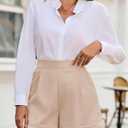 Cicy Bell Women Summer Wide Leg Shorts Dressy Casual High Waisted Bermuda Lightweight Linen Shorts (XX-Large, Khkai)