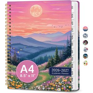 2 x Planner 2026-2027, Academic Year Monthly & Weekly Planner Caledndar, July 2026 - June 2027, Hardcover Large Planning Agenda Book with Tabs for School Office Supplies, 8.5" x 11" - Dreamscape Hills
