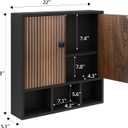 Bathroom Wall Cabinet,Wooden Medicine Cabinet with Fluted Doors Over The Toilet Storage Cabinet with Adjustable Shelf for Bathroom,Black, 22.05" W x 22.83" H x 5.12" D