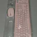 Wireless Keyboard and Mouse Combo, RGB Backlit, Rechargeable & Light Up Letters, Full-Size, Soft Typing, Sleep Mode, 2.4GHz Quiet Keyboard Set for Mac, Windows, Laptop, PC, Trueque KM42Pro (Pink)
