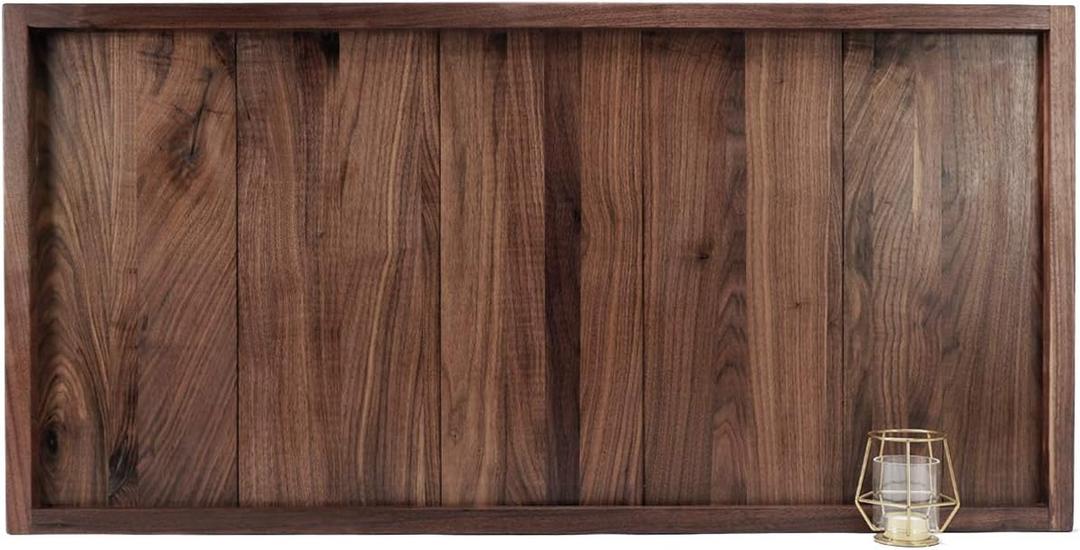 40 x 20 Inches Extra Large Extra Long Rectangle Black Walnut Wood Ottoman Tray, Serve Tea, Coffee Classic Wooden Decorative Walnut Serving Tray