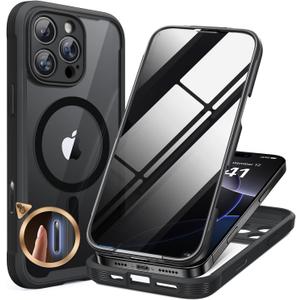 Miracase Magnetic for iPhone 16 Pro Max Case with Privacy Screen Protector [Compatible with MagSafe],Full Camera Protection and Full Body Shockproof Bumper 16 Pro Max Phone Cover 6.9", Black
