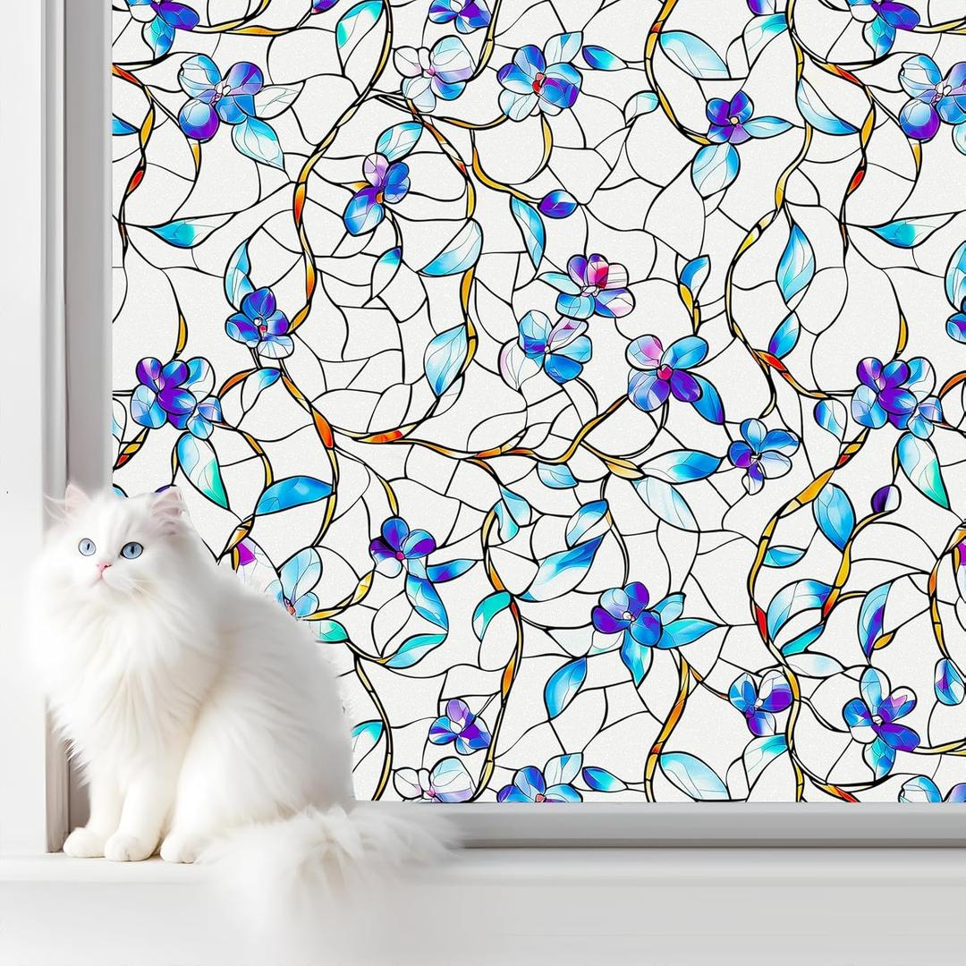 SOMWISE Frosted Glass Window Film, Heat Insulation, UV Block, Anti-Glare, One Way Privacy Tint, Static Cling for Home Bathroom Door, Renter Friendly, Day & Night Privacy