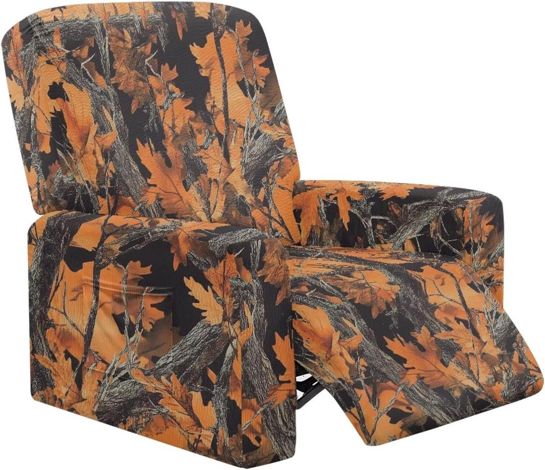 1 Cushion Reclining Sofa Cover Camo Oak Hunting Print Lazy Boy Recliner Covers That Stay in Place Decorative Reclining Furniture Protectors for Home