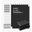 Sound Absorbing Blanket, 48"H x 48"W Sound Dampening Curtain, Reduce Noise and Blackout, Sound Absorption Sheet, Recording Studio Acoustical Treatments, 0.24" Thickness, Black