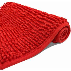 Eanpet Chenille Bath Mat Microfiber Floor Mat Baby Bath Mat for Kids Washable Bathroom Dry Fast Water Absorbent Shower Mat Area Rug (15.3" x 23.2", Red)