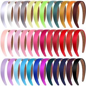 Janinka 22 Pcs Hard Headbands Bulk Plain Satin Headband Hard Headbands 1.2 Inch/ 3 cm Non Slip Ribbon Decor DIY Hair Holiday Costume Accessories for Women