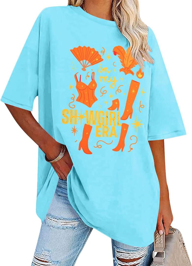 Oversized Country Music Shirts Women in My Music Era Tshirts Concert Lovers Gifts Casual Short Sleeve Tees (Blue, M)
