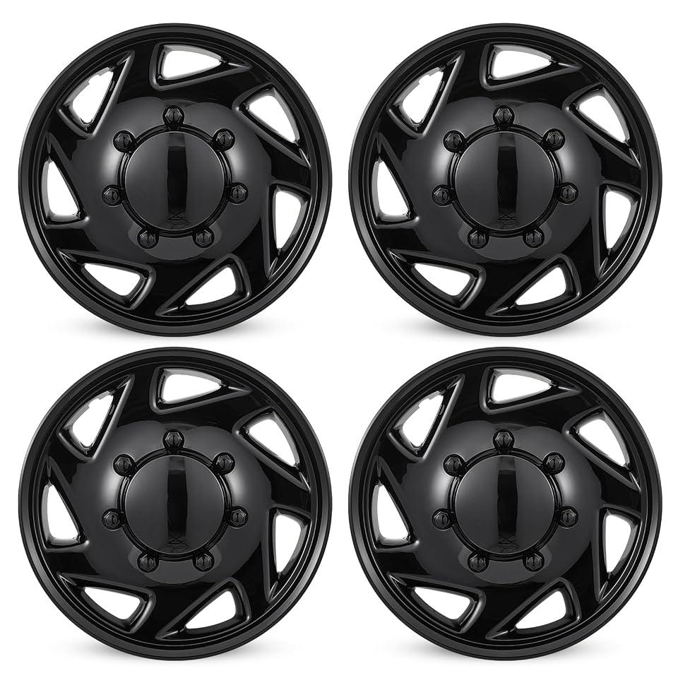 16 Inch Hubcaps for 1992-2014 Ford E150 E250 E350 Van 8 Lug Steel Wheel | ABS Silver Wheel Covers Hubcap Replacement for 92-14 Ford E Series Van Set of 4