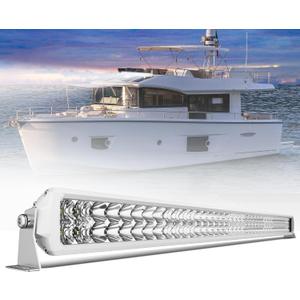 Marine Light Bar 42 Inch Double Row White LED for Boat Truck | Spot Flood Slim Work Lighting, 300W Driving Fog Lamp, Spotlight for Pickup, ATV, UTV, Off-Road, 9-36V IP68 P69K Waterproof