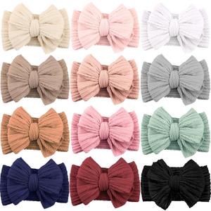12 Pack Baby Headbands Super Soft Stretchy Nylon Hair Bands Hair Bows Hair Accessories for Baby Girls Newbrons infants Toddlers
