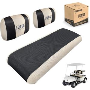 10L0L Golf Cart Seat Covers for Yamaha G2 G8 G9 G16 G19 G22 & Club Car DS Pre-2000 EZGO Marathon, Front Seat Cover, Washable Breathable Polyester Mesh Cloth, Warm in Winter & Cool in Summer (Black/Beige)