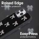 Crossbody Case for iPhone 15 Pro - Black with Stylish Silver Detachable Chain - Silver Bows