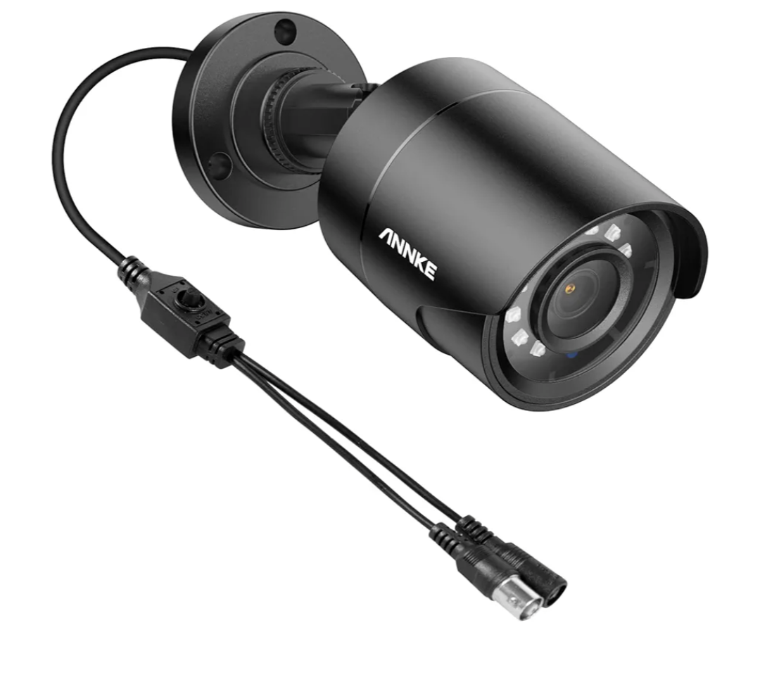 ANNKE 1080p Security Camera 4-in-1 CCTV Bullet Wired Cam, AHD/TVI/CVI/CVBS, Analog Surveillance Video Add-On Black Camera for Outdoor Use, 100ft Clear Night Vision (Power Adapter Not Included) - E200