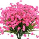 10PCS Artificial Flowers,Fake Greenery Faux Plastic Bushes Fake Shrubs UV Resistant No Fade Flowers for Wedding Hanging Bouquet Indoor Outdoor Home Garden Office Table Vase, OUD-SG-10P-Pink