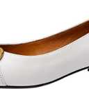 Women's Ballet Flats Chunky Block Low Heel Slip on Pumps (Size 7, White)