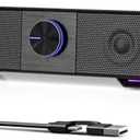 Jeecoo A40 Bluetooth Computer Speakers with Clear Sound, USB Plug & Play PC Speakers with LED Light, Computer Sound Bar with Switch Button for Desktop Laptop Monitor (USB-C Adapter Included)