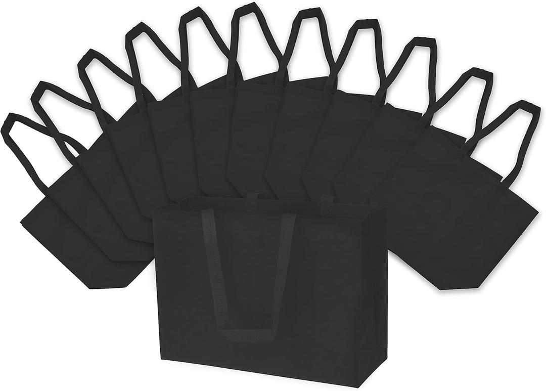 ZENPAC Reusable Gift Bag, Canvas Fabric Tote Bags Large with Handles for Small Business, Retail Store Use, Grocery, Merchandise, Holidays, Bulk, 16x6x12, 12 Pack