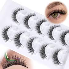 Natural Self Adhesive Lashes Cat Eye Lashes Wispy Self Adhesive Eyelashes No Glue Needed D-Curly Reusable Natural Strip Lashes Cat Eye False Eyelashes Natural Look 5 Pairs by Zegaine