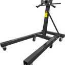 Engine Stand, 2000LBS Capacity Engine Motor Stand with 360-Degree Rotating Head,6 Casters, 4 Adjustable Arms,Folding Heavy-Duty Steel Engine Lift Stand for Auto Motor Repair Black