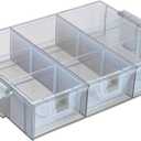 MyGift Single Stackable Tray, Add-on for 11 Inch Smoke Gray Transparent Arts & Crafts Storage Box, 9 Compartment Sewing Supplies Organizer with 3 Drawers and Removable Dividers