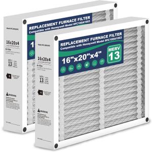 16x20x4 Air Filter Replacement Compatible with Honeywell FC100A1003, MERV 13 HVAC Furnace Filter Replacement, 2-Pack (Actual Size: 15.94 x 19.75 x 4.38 inches)
