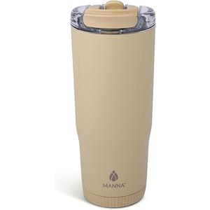 Manna Groove Stainless Steel Insulated Tumbler with Locking Tritan Lid and Flip-up Straw - 20 Oz - Dandelion Powder Coat