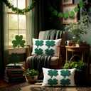 Mixweer 2 Pcs St. Patrick's Day Plush Pillow Covers 12 x 20 Inch Irish Clover Throw Pillowcases White Green Sequin Cushion Covers Home Decor for Couch Sofa Bed Farmhouse Decorative