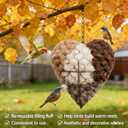 Handmade Fiber Bird Nesting Heart, Refillable Birds Haven 1 Heart Shape Hummingbird Nesting and 2 Bags of Nest Materials, Winter Fowl Gifts Animal Hummingbirds Lovers Home Garden Yard
