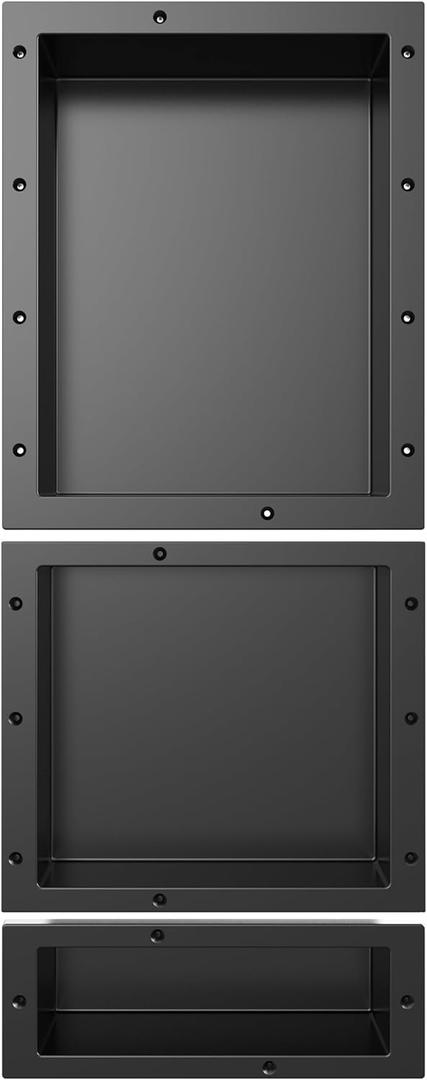 Shower Niche SMC Material 40(20+14+6) X16in Niche for Shower Wall Shower Niches Ready for Tile Shower Niche Shelf Black