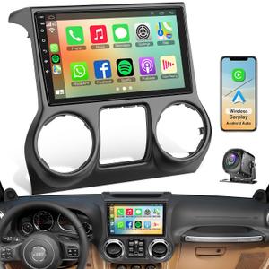 Android 13 Car Stereo for Jeep Wrangler 2011 2012 2013 2014 with Carplay and Android Auto,10.2 inch Touch Screen,Bluetooth,WiFi,GPS,FM Radio,Backup Camera,4GB+64GB