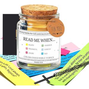 Bible Verse Jar,Read Me When Bible Verses Jar for Emotions and Feelings,Christian Gifts for Women,Mothers Day Gifts,Birthday & Graduation Gift for Teenagers(Comes with Black Cross)